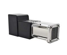 Sopito Cortador de papas eléctrico de acero inoxidable con cuchillas de 1/2 pulgada para uso doméstico y comercial (Negro Y Plata) 16.54 x 5.9 x 7.09 pulgadas