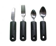 Juego cubiertos para discapacitados (cuchillo, tenedor, cuchara pequeño y grande)