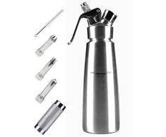 le homeware Sifón de Nata 0,5L Sifon de Cocina Acero Inoxidable Profesional con 3 Boquillas Extra y Cepillo de Limpieza(N20 no Incluido)