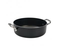 Ollas Agnelli Alblack Cazuela Baja de Aluminio, Espesor de 3 mm, con 2 Asas en Acero Inoxidable, Negro, 24 cm