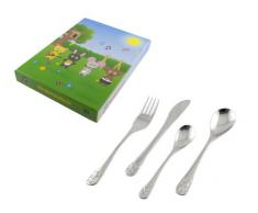 Zilvestad 6840030 - Juego de cubertería infantil (acero inoxidable, 4 unidades: 16,9/17,8/16,8/13,4 cm), diseño de animales músicos