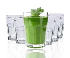 Vaso acrílico para beber de Decor Works, 18 onzas, vaso transparente, apto para lavavajillas, sin BPA, irrompible, juego de 6
