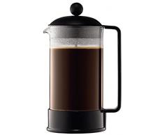 Bodum Brazil French Press 8 Cups 1 L Cafetera Ã©mbolo, Vidrio, plÃ¡stico, Acero, Negro, 1.0 litros (34 Onza)