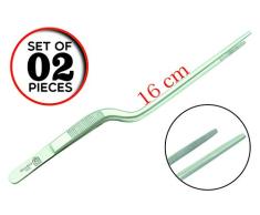 SMI - 16 cm pinzas de cocina pinzas de servir pinzas culinarias offset utensilios de cocina acero inoxidable pinzas de chef - 2 piezas