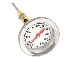 Lantelme - Termómetro de Acero Inoxidable de 500 °C, 15 cm, sonda con Cono de latón para fijación en Barbacoa, Barbacoa, Horno BBQ 7819