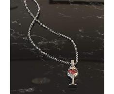 AILUOR Botella de la Mujer Copa de Vino Y Colgante Collar Rojo