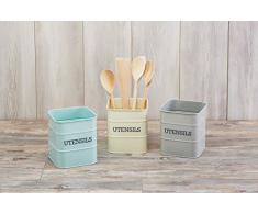 Kitchen Craft Living Nostalgia Lata de Acero para Utensilios de Cocina, Color Crema