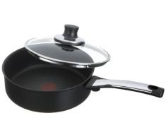 Tefal Talent E44032 Sartén Honda con Tapa, 24 Cm, Aluminio, Negro