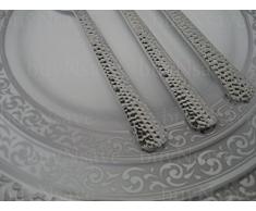 DECORLINE Deluxe plástico pesado cubiertos desechables - plata de plástico metalizado , PS, con efecto de martillo (Tenedor 18 cm )