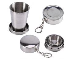 Taza Plegable de Acero Inoxidable S / M / L, Taza De Metal Superior Bebida Apilable Viaje Al Aire Libre Taza Plegable Telescópica Camping Senderismo Botella Plegable Taza Contenedores(M)