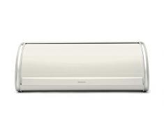 Brabantia 173325 - Panera de acero inoxidable con tapa frontal deslizante, color blanco