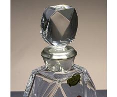 Botella de cristal, decanter, garrafa, para whisky y licor, boquilla en plata de ley 925, 23 cm. de altura.