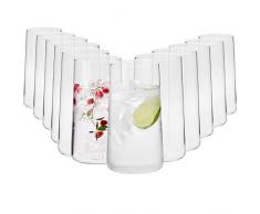 Krosno Grande Vasos de Agua Highball | Set 12 Piezas | 540 ML | Avant-Garde Collection Uso en Casa, Restaurante y en Fiestas | Apto para Microondas y Lavavajillas