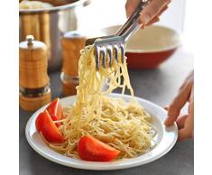 Relaxdays Pinzas de Cocina, Utensilio para Servir Espaguetis, Plateado, Acero Inoxidable