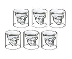 6 vasos de chupito de calavera para vodka, 6 Schnapsgläser 25 ml