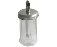 Dosificador y dispensador de azúcar de tamaño grande y hecho de cristal y acero inoxidable, estilo clásico de cafetería retro