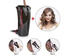 iGutech Rizador de pelo automático con cerámica Turmalina, calentador y monitor LED (Negro)