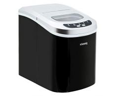 H.Koenig KB12 Máquina silenciosa para Hacer Hielo, 100 W, Capacidad 12 kg, Entre 6 y 13 Minutos, 2 Tamaños de Cubitos, Negro, Plástico, 90 W, Acero Inoxidable