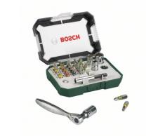 Bosch Home and Garden 2607017331 Set con 26 unidades para atornillar, incluye puntas, vasos y llave de carraca, color verde y gris NEGRO 0