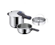 WMF Perfect Plus Set Olla express rápida, 22 cm de diámetro, 6.5 litros y 3 litros, juego de 3 piezas