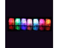 12pcs LED Glow Light Up cubitos de hielo agua sumergible multicolor líquido Sensor LED luz para beber vino boda Party Bar decoración de Navidad