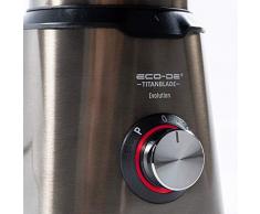 ECODE Batidora Americana De Vaso “Titanblade Evolution”, Jarra 1890 ml Thermosecur, Cuchillas 6 Hojas Titanio, Tapa Superior con cierre, Vaso Medidor 40ml, Acero Inox, Chrome Bronce ECO-470