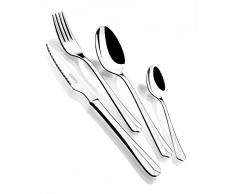 Monix Oslo - Set de cubiertos 24 piezas, cubiertos de acero inox 18/10 con cuchillo chuletero y estuche estilo Nogal