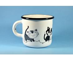 katelein Taza de Camping - Taza del Esmalte del Gato Taza de café esmaltada al Aire Libre de los niños Taza de té Esmalte Gato Hermosa vajilla Moderna del Esmalte