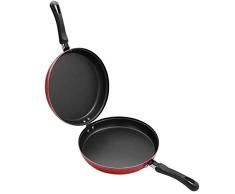 Sartén Doble para Tortilla, Aluminio Fundido Antiadherente, diametro 24 cm, Apta para cocinas de gas, eléctricas, cerámicas y Puede lavavajillas (Color Rojo)