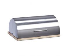 Zeller 20475 - Panera de acero inoxidable y tabla de ficus (39 x 29 x 16 cm)