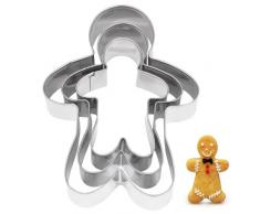 TRIXES de 3 Piezas Cortadores de Acero Inoxidable para Pastelería, Galletas forma Hombrecito Pan de Jengibre, Bizcochos