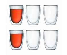 Bodum Pavina - Set de 6 vasos térmicos, 0,35 l, cristal borosilicato, transparentes