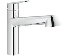 Grohe Eurodisc Cosmopolitan - Monomando de fregadero, caño bajo, teleducha extraíble (1/2")