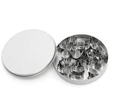 12PCS Juego de cortadores en forma de flor y hoja Mini cortadores de fondant de acero inoxidable Kit de decoración de pasteles DIY