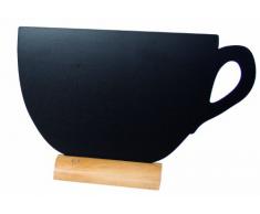 Securit - Pizarra (incluye rotulador de tinta blanca, madera de teca), diseño silueta de taza, color negro