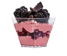Juego de 50 vasos de postre cuadrados elegantes – Mini cubeta de 2 oz de muestra de sabor transparente vasos de chupito desechables de plástico postre cuencos