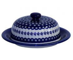 Bolesławiec Pottery GU-889/166a - Plato con tapa para el queso, original de Bolesławiec, tamaño grande