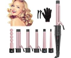Rizador de Pelo 6 en 1, Rizadora Pelo Profesional Multifuncional Barras de Iones de Cerámica de Turmalina Kit Temperatura Ajustable Calentamiento Rápido Adecuado para Todo Tipo de Pelo No Daña Pelo
