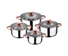 San Ignacio Premium Nona - Bateria de cocina de 4 piezas, acero inoxidable, 1.9L-2.7L-3.5L-5.1L, apta para todo tipo de cocinas incluido inducción, Cobre