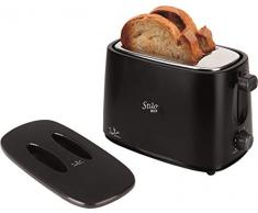 Jata TT631 Tostadora con Tapa, Dos Ranuras Extra Anchas, Con selector electrónico de tostado, 6 posiciones, Cuerpo toque frío, Bandeja recogemigas, Centrado automático del pan, 750 W, Negro