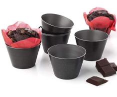Flaneras individuales molde para flan moldes muffin magdalenas reposteria vasos para horno natillas -antiadherentes de 8 cm - Juego de 6 recipientes