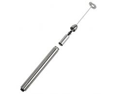 Yiyu Batidora de Leche Eléctrica de Acero Inoxidable Espumador de Leche Mezclador de Bebidas Batidor de Huevos Máquina de Mano para hacer espuma de leche café - Color Plateado