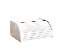 Panera de madera con puerta enrollable para guardar panes, tamaño pequeño, color negro, madera, Blanco, Large