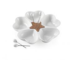 BRANDANI 56818 - Cuenco para aperitivos (porcelana y bamb, tamao grande), diseo de corazones