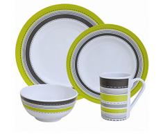 Camping - Vajilla de melamina para 4 personas (16 piezas), apto para lavavajillas || Picnic vajilla Vajilla - Vajilla
