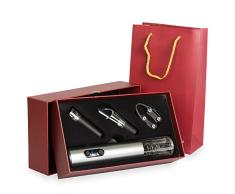 Acero inoxidable Vino Abridor con caja de regalo y funda – Vino Rojo – F11 – Set eléctrico Sacacorchos Decantador pantalla Schneider