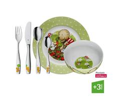 WMF Pitzelpatz - Vajilla para niÃ±os 6 piezas, incluye plato, cuenco y cuberterÃ­a (tenedor, cuchillo de mesa, cuchara y cuchara pequeÃ±a) (WMF Kids infantil)