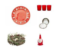 Galileo Casa - Kit Navidad, vajilla de Porcelana, Color Rojo, 60Â x 40Â x 40Â cm