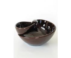 Centro de mesa de barro rojo, hecho a torno alfarero y esculpido a mano despues en forma de nudo central, esmaltado en color chocolate, disponible en varios colores. Firmado y etiquetado por nuestro taller artesano. Medidas 16/28cm.