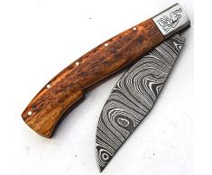 PAL 2000 Cuchillos de Damasco - Cuchillo Hecho a Mano de Acero de Damasco con Vaina - Patrón de Acero de Damasco esgrimido - Manipulación de Superficie - Patrón Grabado - Mango de Madera Rosa 9697